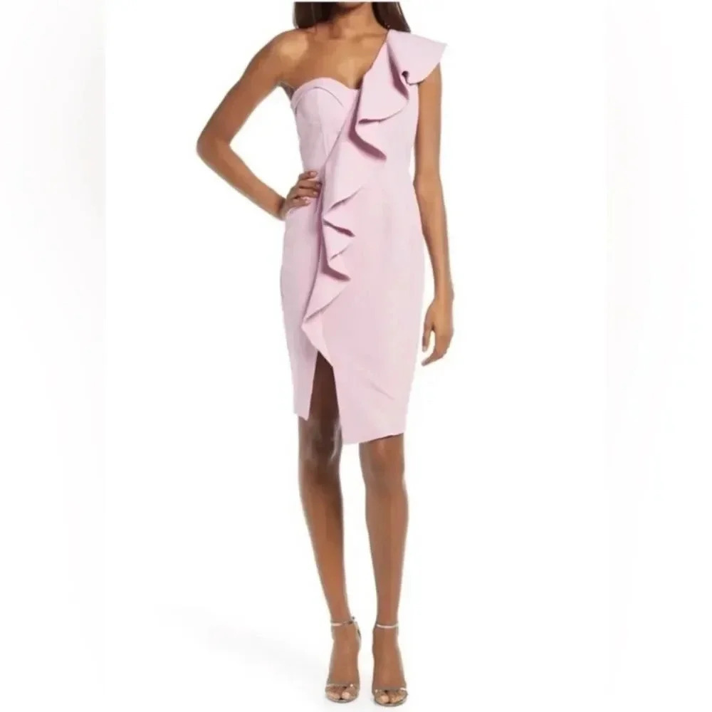 Lavish Alice One-shoulder Corset Ruffle Cocktail Dress Size 6 NWT